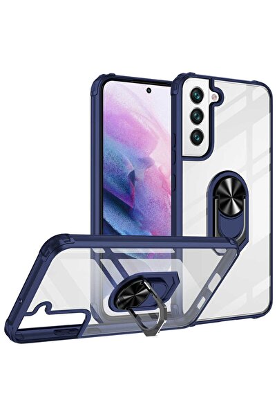 ZM STORE Samsung Galaxy S22 Plus Kılıf Kenarları Tam Koruma Şeffaf Yüzük Stan...