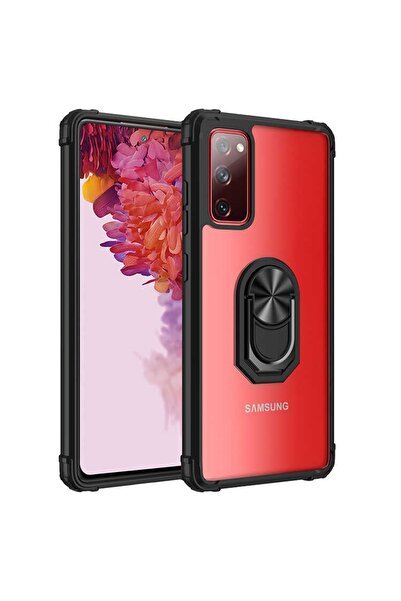 ZM STORE Samsung Galaxy S20 Fe Kılıf Kenarları Tam Koruma Şeffaf Yüzük Standl...
