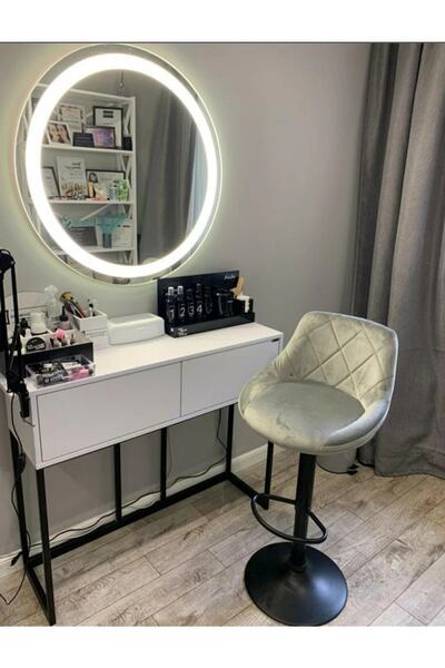 eagle mirror 90x90 cm Yuvarlak Şeritli Dekoratif Banyo Duvar Aynası Ledli Ban...