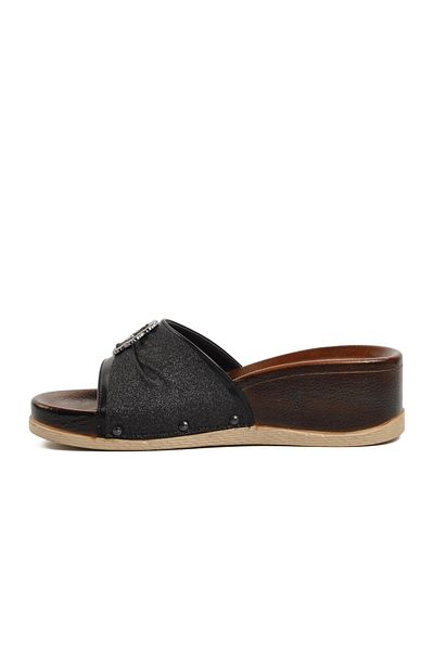 Pierre Cardin PC-7023 Black Wedge Heel Women's Slippers