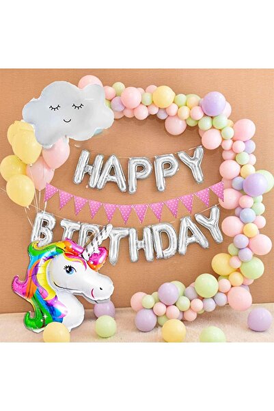 Bkmc Unicorn Themed Birthday Ornament Balloon Chain And Foil Balloon Birthday...