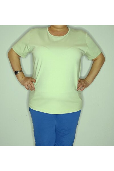 Bomenti Life تي شيرت نسائي أخضر مقاس كبير عادي - مقاس عادي أساسي برقبة دائرية...