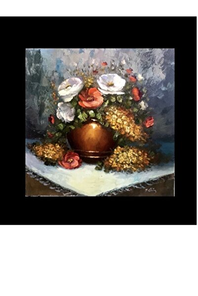 Orjinal Yağlıboya Tablo 43x43 Ölçülerinde Imzalı Çiçekler