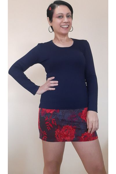 Mertcan Butik Navy Blue Long Sleeve Combed Cotton Viscose T-Shirt Bady