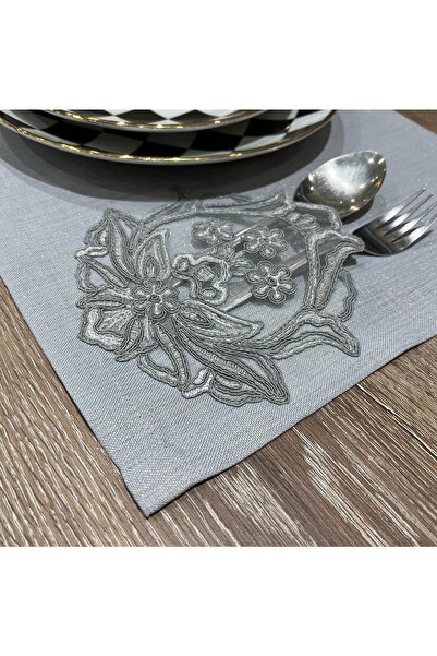 stay home Simli Runner Ve Cepli Amerikan Servis Güpür Detaylı 4 Adet