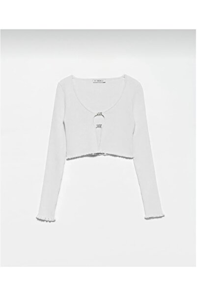 Dilvin 60134 U Yaka Önü Aksesuarlı Hırka