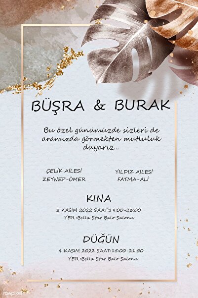 Belinay Düğün Davetiyesi 103 01 (100 ADET)