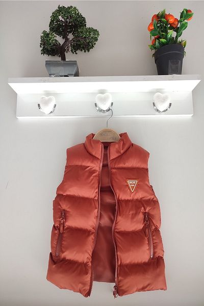dubi baby Unisex Children's Inflatable Vest - Brick Color, Pocket and Zipper