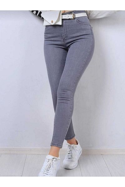 geenz manifacture Blugi de damă Siesta, gri, cu picioare slabe, Blugi Colorfast Power Lycra Pantaloni de strângere