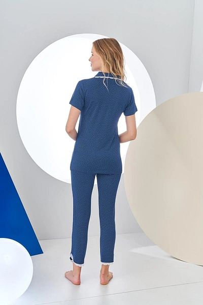 PJS Дамски пижамен комплект с копчета на точки