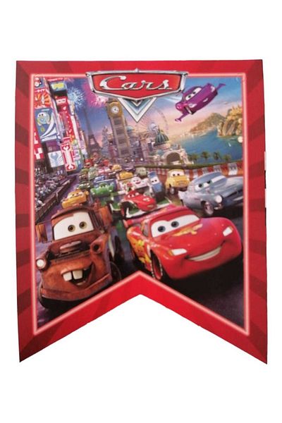 booddie Στολίδι με πανό με γράμματα Cars Birthday Concept & Cars Figured Happy Birthday