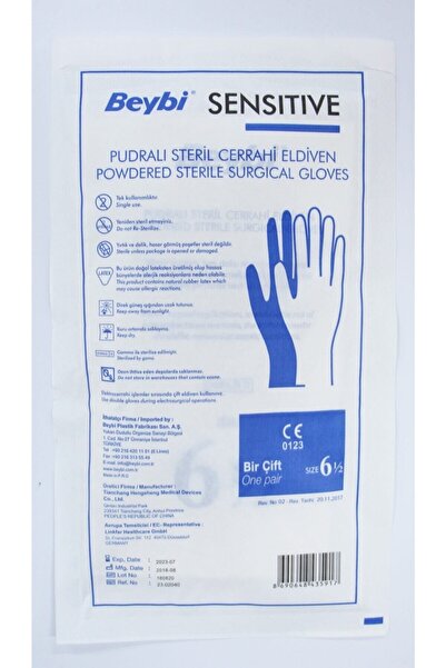 Beybi Sensıtıve Steril Cerrahi Eldiven Pudralı No 6,5 50 Adet