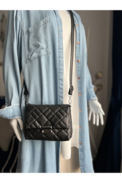 mossi Mimoza Black Quilted Faux Leather Women's Hand/Shoulder Bag