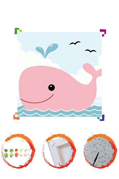 PlusHobby Balina Çocuklar Için Sayılarla Boyama Seti Tuval  20x20 Cm Bb09
