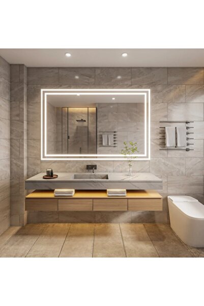 eagle mirror 90x60cm Diktörgen Dekoratif Banyo Duvar Aynası Ledli Salon Duvar...