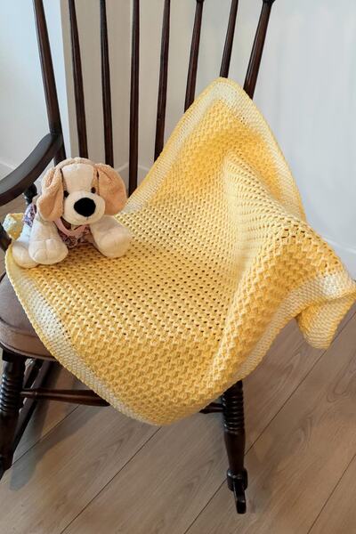 nftart.design Hand Knitted Stroller Size Baby Blanket