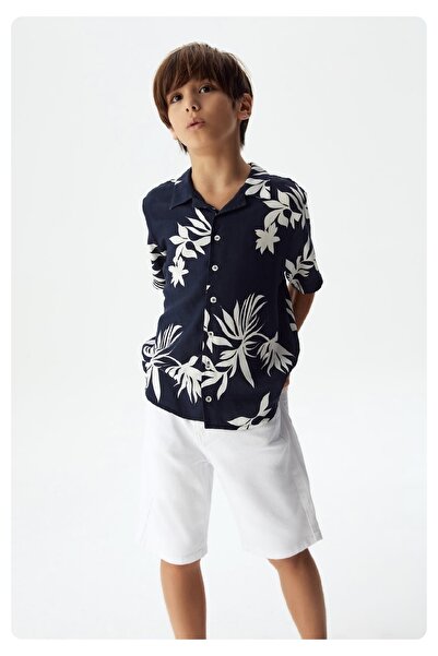 nk kids Limi Erkek Çocuk Desenli Kısa Kol Gömlek