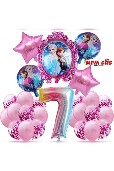 MFM Party 7 Year Old Figure Frozen Elsa Foil Balloon Birthday Set