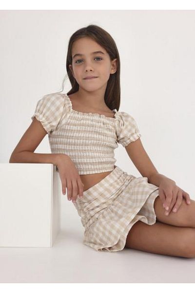 MAYORAL Girl's Beige Skirt Plaid