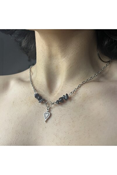 Lullaby Obsidyen Fairycore Y2k Goth Hediyelik Tasarım Doğal Taş Kolye