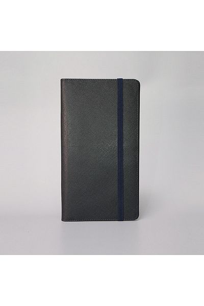 BON CARNET Δερμάτινο πορτοφόλι ταξιδιού Navy Blue Textured - Acar Keops, 13,6*24 cm