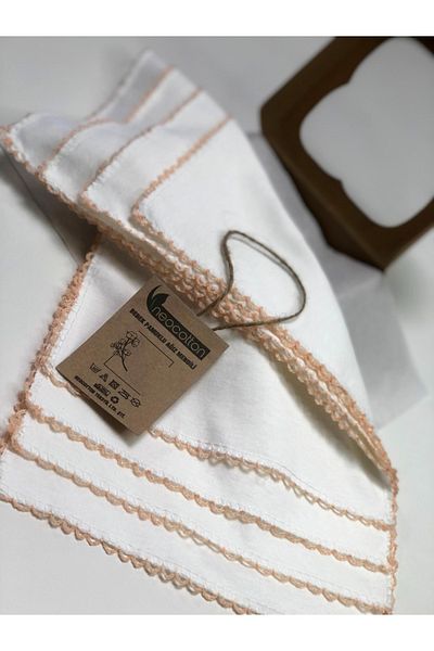 neocotton 100% Cotton Double Layer Crochet Embroidered Baby Wipes (4 Pieces 22x30 Cm)