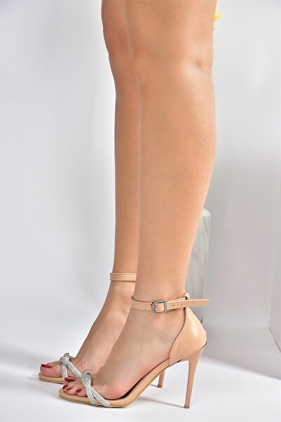 Fox Shoes Nude Stone Thin Heeled Women's Evening Dress Shoes M752121309