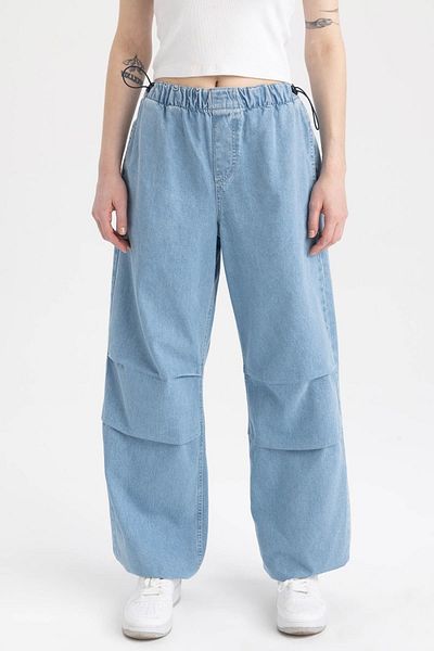 DeFacto Jogger High Waist Parachute Jean 100% Cotton Trousers