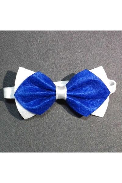 GallanD Blue White Children's Felt Double Bow Tie
