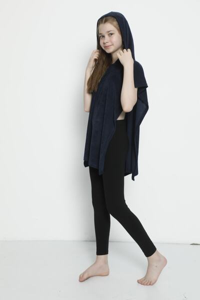 ZEYZEY Çocuk Kapüşonlu Unisex Panço Plaj Havlusu