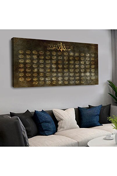 Zevahir Mobilya Dekorasyon 120 X 60 Cm Kanvas Esmaül Hüsna Tablo