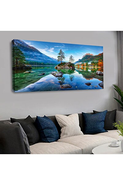 Zevahir Mobilya Dekorasyon 120 X 60 cm Kanvas Göl Manzara Tablo