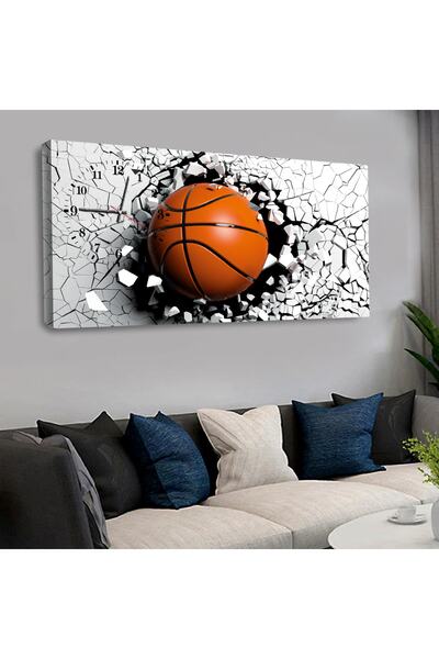 Zevahir Mobilya Dekorasyon 120 X 60 Saatli Kanvas Basketbol Topu