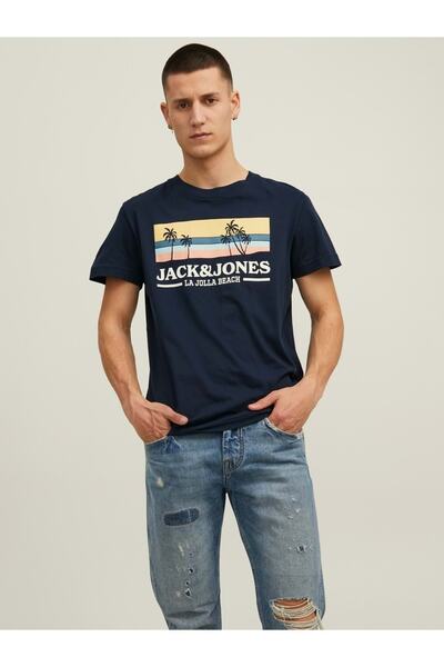 Jack & Jones Jack Jones 12210121 Tricou cu imprimeu Palm Ca - Bleumarin - L - St04804-albastru închis-l