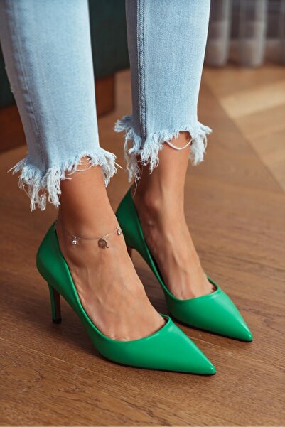 NİŞANTAŞI SHOES Γυναικείο στιλέτο με μύτη Brenda Green Matte