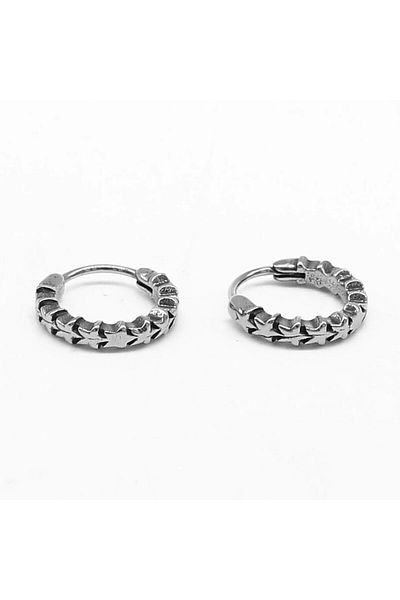 Viking Star Embroidered Thin Design Snap Ring 316l Steel Men Women Unisex Earrings