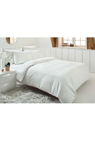 Özdilek Cotton Satin Double Duvet Cover Set-line White (4 Pillows)