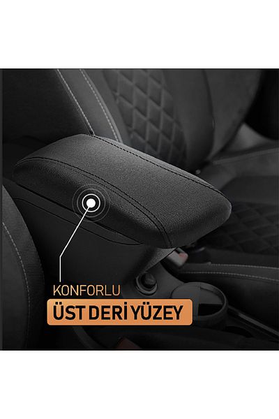 BTM OTOMOTİV Universal Armrest Armrest Imported Wide Slide Sliding Type Metal Leg Beige