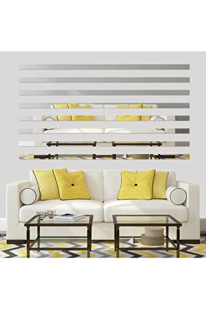 KÜPREKLAM Dekoratif Şerit Gümüş Ayna Pleksi Duvar Süsü 7×100cm ( Yapışkanlı )...