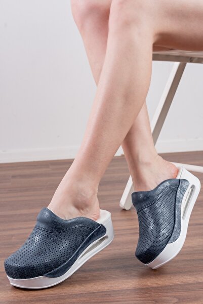 BLUMSABOTERLİK Lacivert Kendinden Desenli Kadın Airmax Ortopedik Anatomik Has...