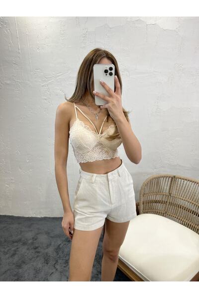 Fame Жіночі віскозні шорти бежевого кольору