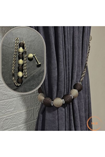 Helezoni Fon Perde Yan Bağlama Braçol 7 Top Model + Renso Set 1 Adet Braçol 1 Adet Renso