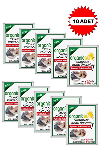 Organicsun 10'lu Paket Ayakkabı Koku Önleyici Giderici Toz 120 Gün Etkili Ayak Kokusu Tozu Giderici