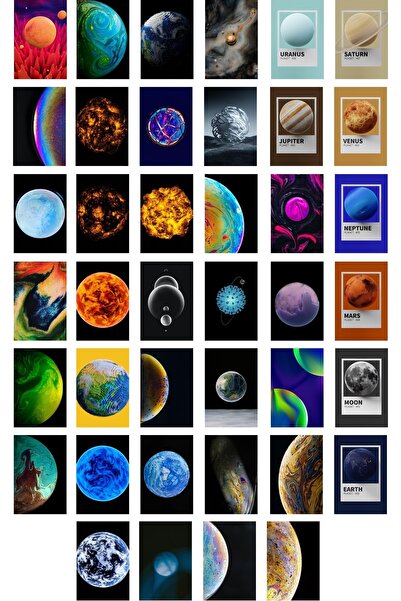 Postifull Gezegen Galaksi Kolaj Poster Seti - Kolaj Seti - Stiker Bant Hediye...