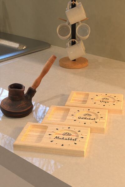 Merhaba Mobilya - 3-Piece Coffee Presentation Wooden (CUP COASTER - BOTTOM)