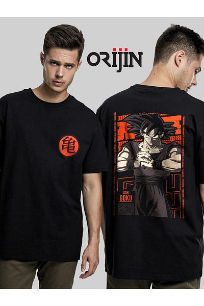 Orijin Tekstil Dragon Ball Son Goku Μπροστινό πίσω μπλουζάκι Unisex με στάμπα