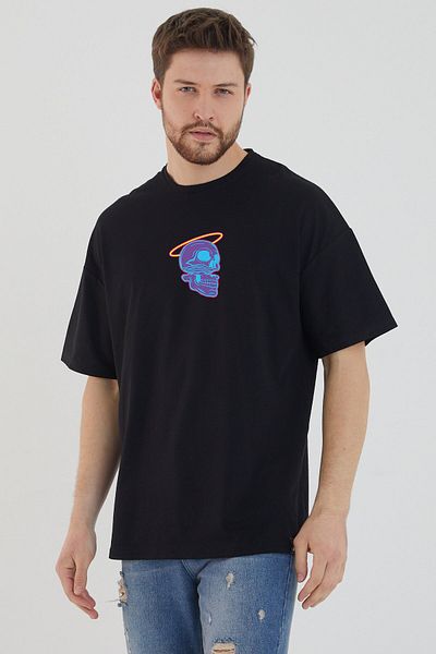 DEEPSENCE Men's Oversize T-shirt Vapoewawe Back Print Black