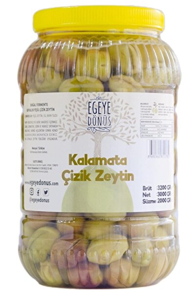 EGEYE DÖNÜŞ Ev Yapımı Geleneksel Kalamata Iri Boy Yeşil Çizik Zeytin Palamut ...