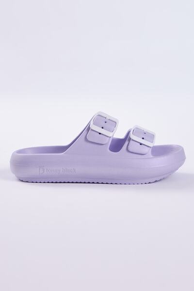 Tonny Black Women's Lilac Comfortable Buckle High Sole Eva Slippers