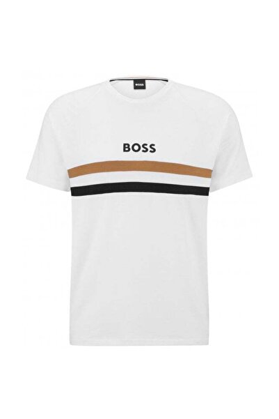 BOSS Erkek Regular Fit Kısa Kollu Logolu Bisiklet Yaka Beyaz T-shirt 50491487...